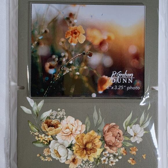 P Graham Dunn Story Board Linkable Stand-Up Photo Frame Sage Green/Floral New - Picture 5 of 7